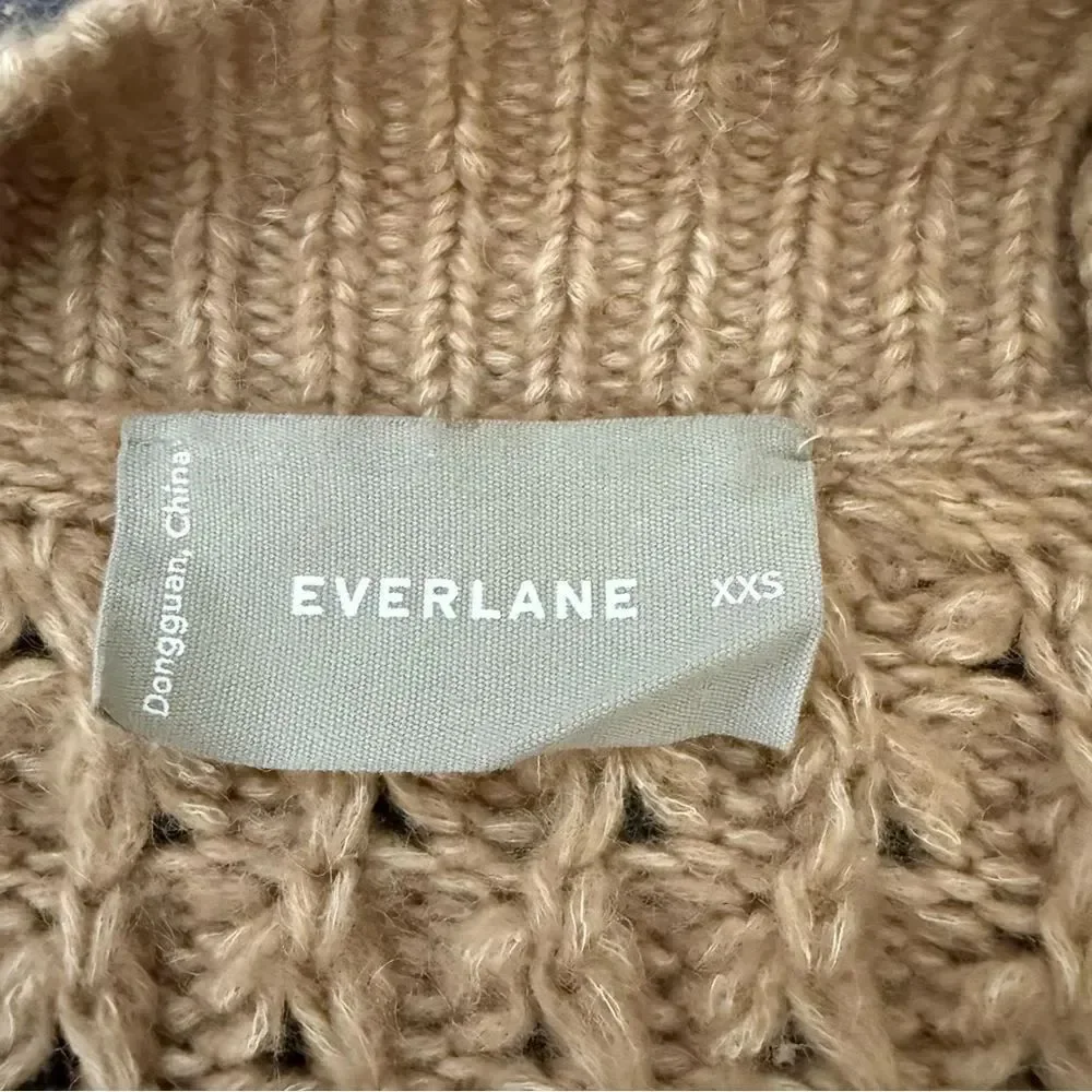 Everlane Open Long Cardigan Sweater Sz XS Camel Oversized Wool Alpaca Blend